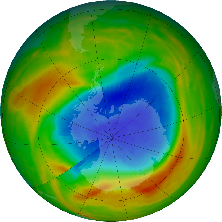Antarctic ozone map for 28 October 1983